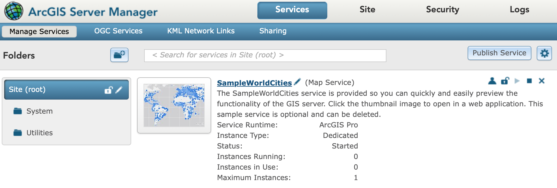 ArcServer sample map service