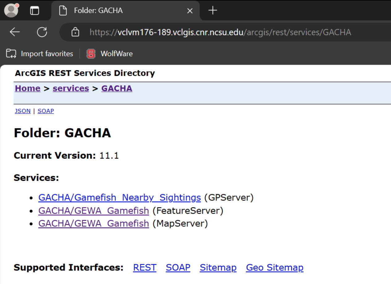 GACHA rest services page