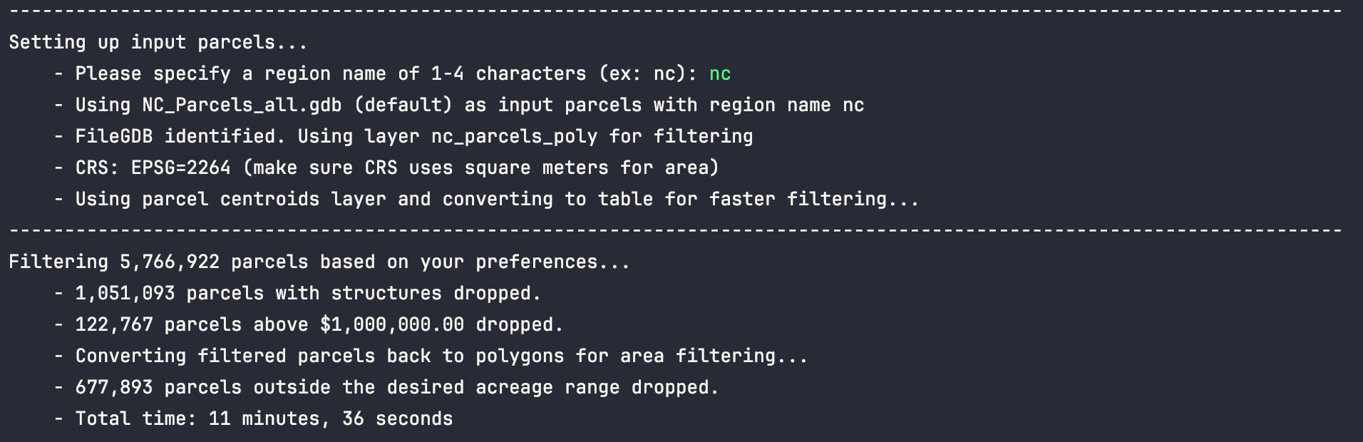 Progress report from processing script