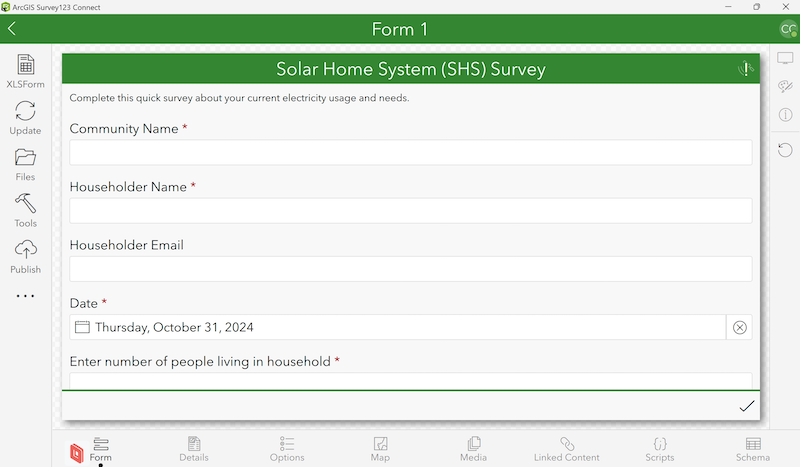 Survey123 Connect desktop interface